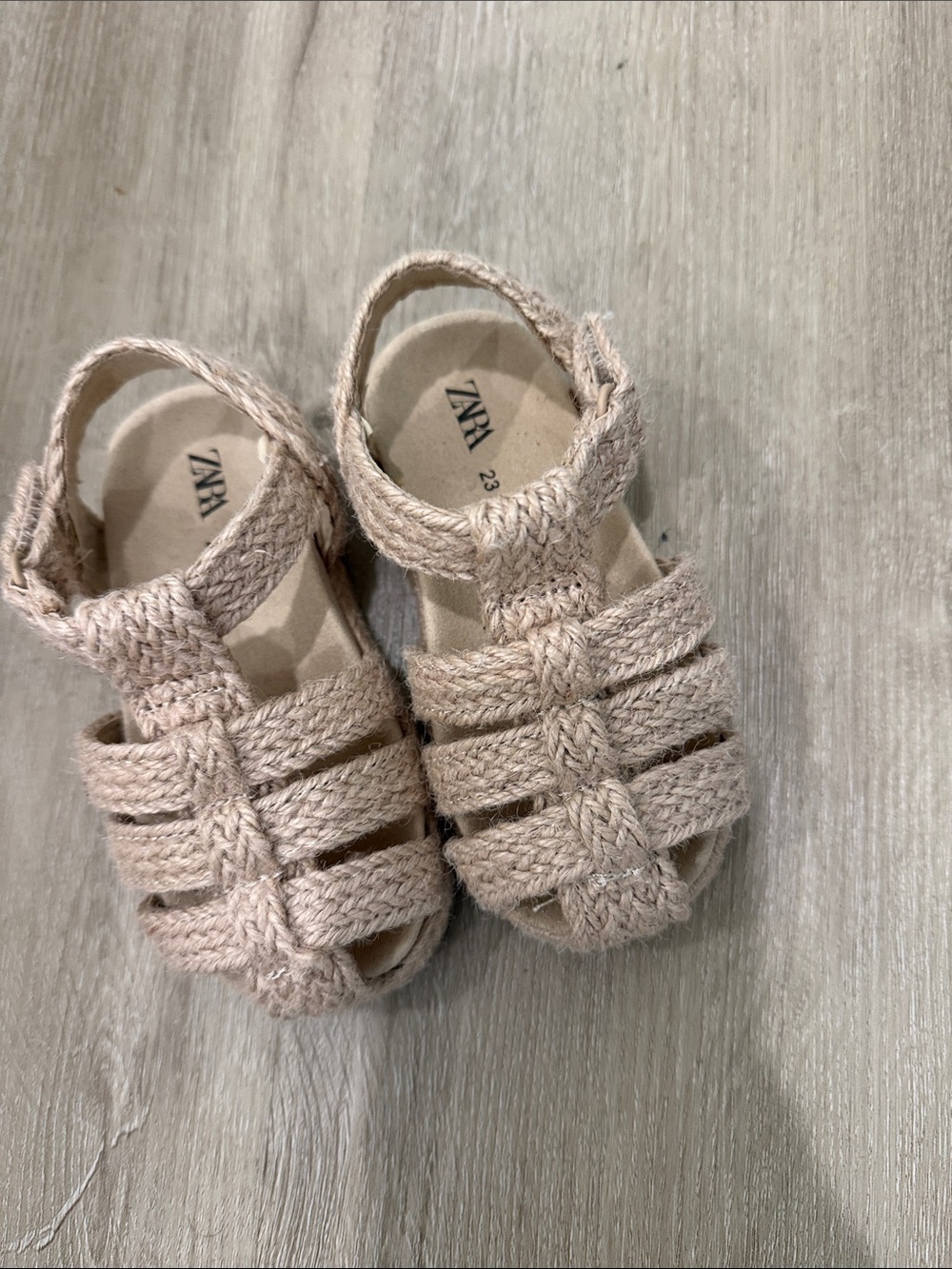 Zara Kids Braided Sandals in Light Beige
